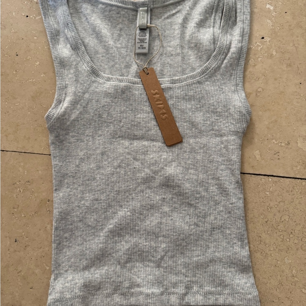 SKIMS Light Gray Ribbed Tank Top
